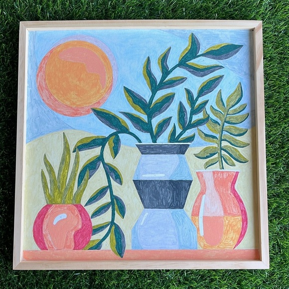 Plant Painting Handcrafted Handmade Framed Art Plants - Picture 1 of 5